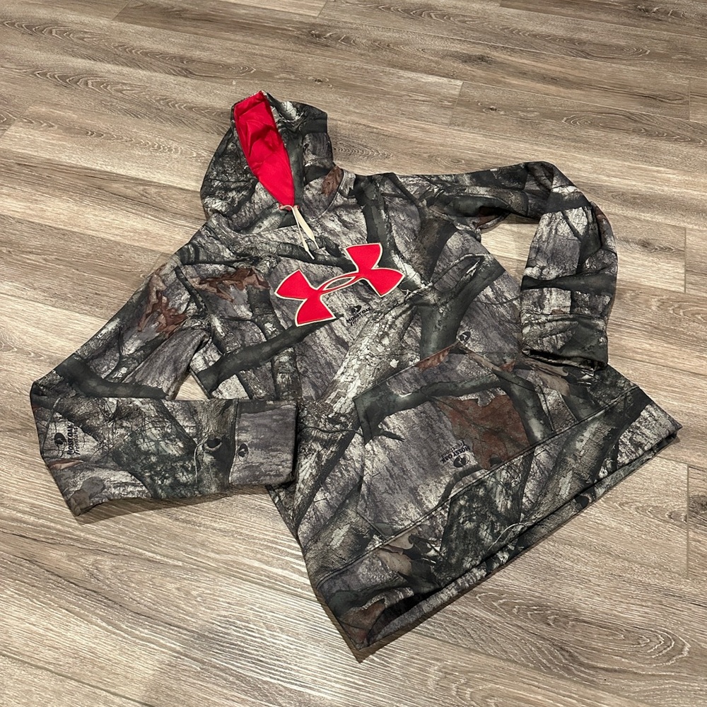 Under Armour Women’s Camo Hoodie - Red and Gray